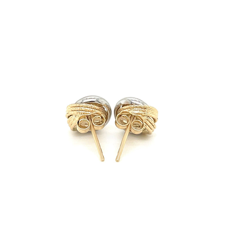 Bids.com 14k Two-Tone Gold Multi-Textured Open Circle Style Entwined Earrings Earrings