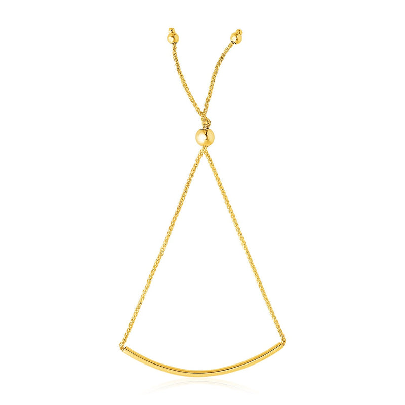 Bids.com 14k Yellow Gold Smooth Curved Bar Lariat Design Bracelet Bracelets
