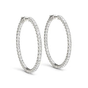Bids.com 14k White Gold Diamond Hoop Earrings with Shared Prong Setting (2 cttw) Earrings