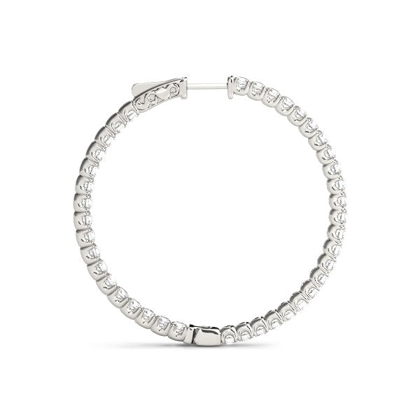 Bids.com 14k White Gold Diamond Hoop Earrings with Shared Prong Setting (2 cttw) Earrings