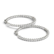 Bids.com 14k White Gold Diamond Hoop Earrings with Shared Prong Setting (2 cttw) Earrings