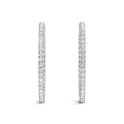 Bids.com 14k White Gold Diamond Hoop Earrings with Shared Prong Setting (2 cttw) Earrings