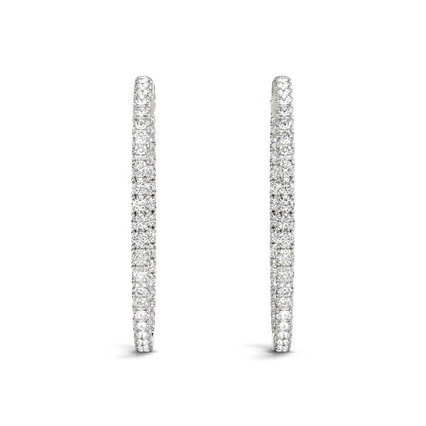 Bids.com 14k White Gold Diamond Hoop Earrings with Shared Prong Setting (2 cttw) Earrings