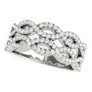 Bids.com Diamond Studded Double Interlocking Waves Ring in 14k White Gold  (5/8 cttw) Rings