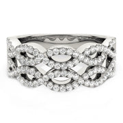 Bids.com Diamond Studded Double Interlocking Waves Ring in 14k White Gold  (5/8 cttw) Rings