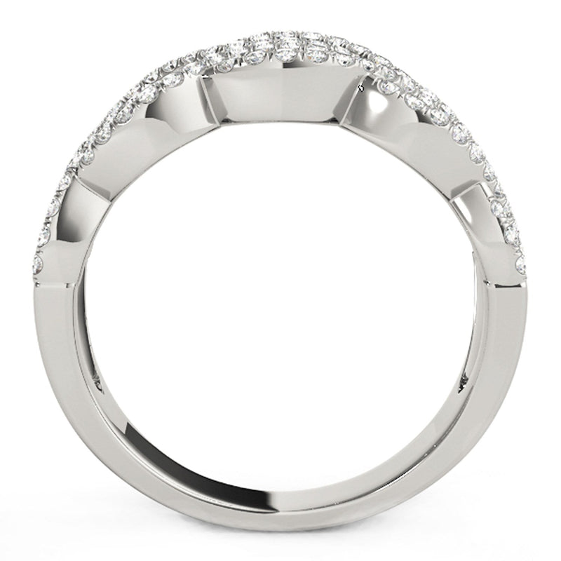 Bids.com Diamond Studded Double Interlocking Waves Ring in 14k White Gold  (5/8 cttw) Rings