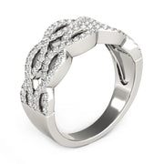 Bids.com Diamond Studded Double Interlocking Waves Ring in 14k White Gold  (5/8 cttw) Rings