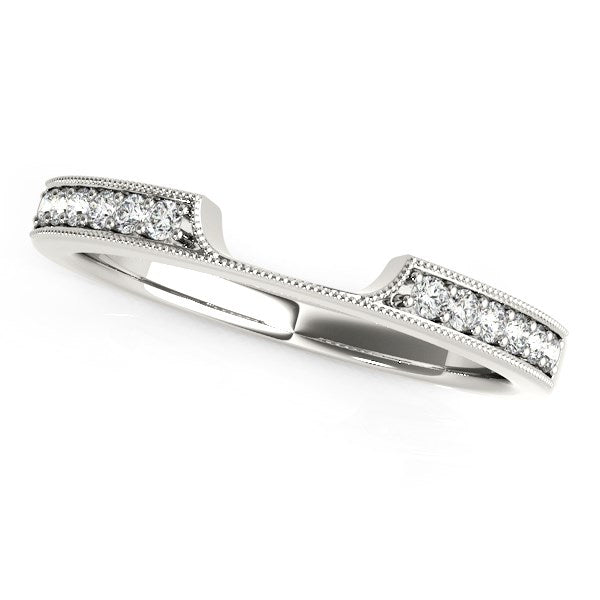 Bids.com 14k White Gold Curved Section Antique Style Diamond Wedding Band (1/8 cttw) Rings