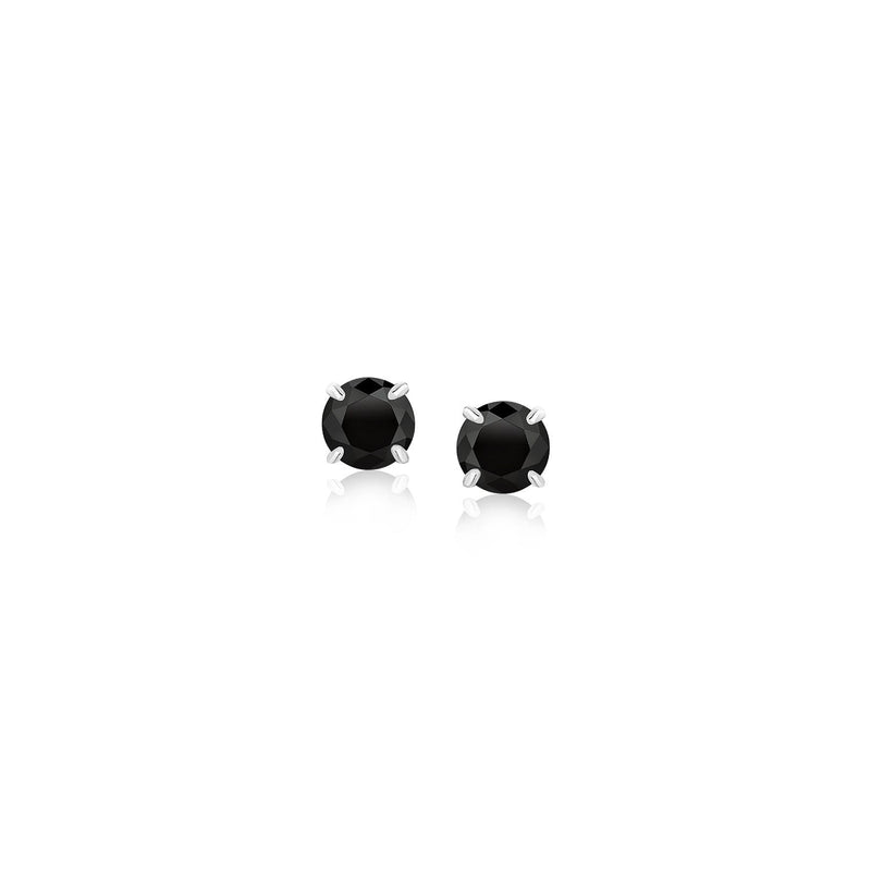 Bids.com 14k White Gold Stud Earrings with Black 4mm Cubic Zirconia Earrings