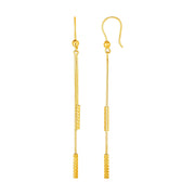 Bids.com Textured Bar Long Drop Earrings in 14k Yellow Gold Earrings
