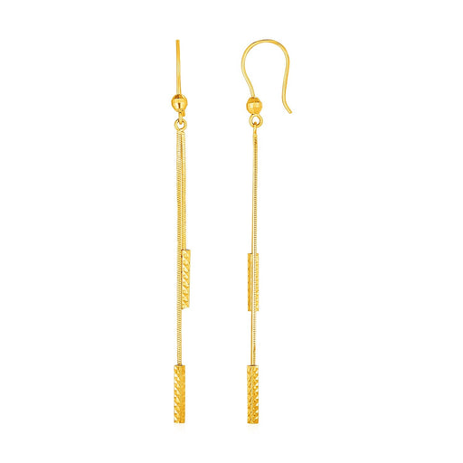 Bids.com Textured Bar Long Drop Earrings in 14k Yellow Gold Earrings