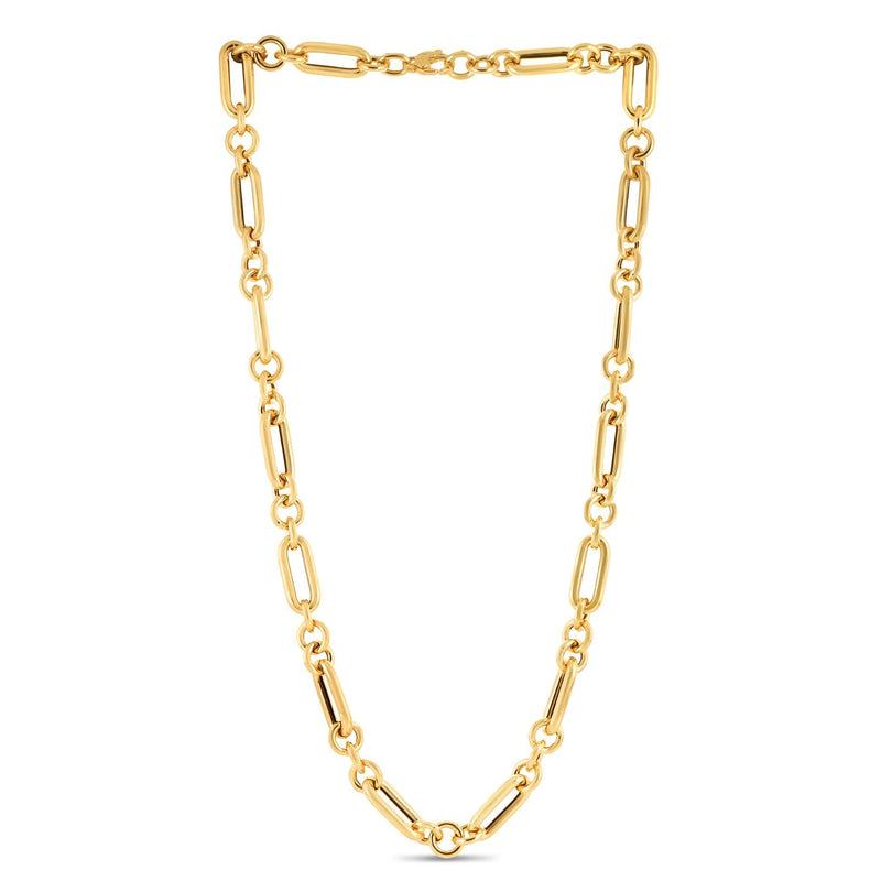 Bids.com 14k Yellow Gold Italian Alternating Paperclip Round Links Chain Necklace Necklaces