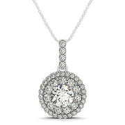 Bids.com 14k White Gold Diamond Halo Round Shape Pendant (1 1/4 cttw) Necklaces