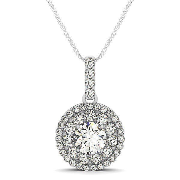 Bids.com 14k White Gold Diamond Halo Round Shape Pendant (1 1/4 cttw) Necklaces