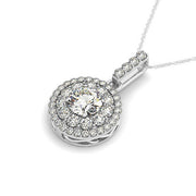 Bids.com 14k White Gold Diamond Halo Round Shape Pendant (1 1/4 cttw) Necklaces