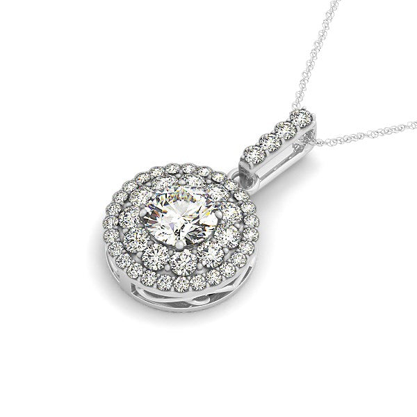 Bids.com 14k White Gold Diamond Halo Round Shape Pendant (1 1/4 cttw) Necklaces
