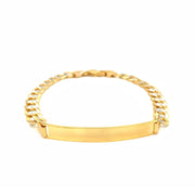 Bids.com 14k Two Tone Gold 8 1/2 inch Mens Narrow Curb Chain ID Bracelet with White Pave Bracelets