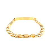 Bids.com 14k Two Tone Gold 8 1/2 inch Mens Narrow Curb Chain ID Bracelet with White Pave Bracelets