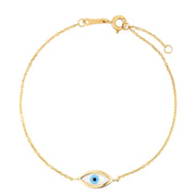 Bids.com 14k Yellow Gold MOP Evil Eye Bracelet (1.00 mm) Bracelets
