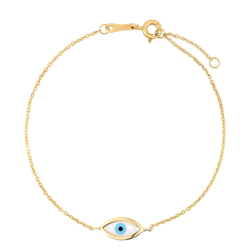 Bids.com 14k Yellow Gold MOP Evil Eye Bracelet (1.00 mm) Bracelets