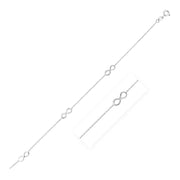 Bids.com Sterling Silver Anklet with Infinity Symbols Accessories