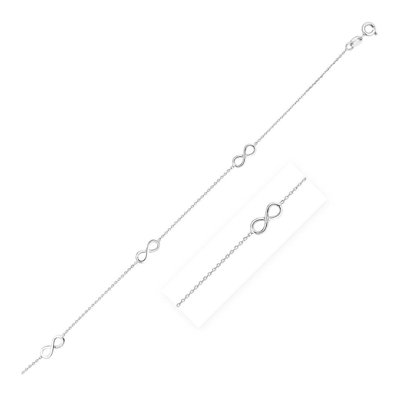 Bids.com Sterling Silver Anklet with Infinity Symbols Accessories
