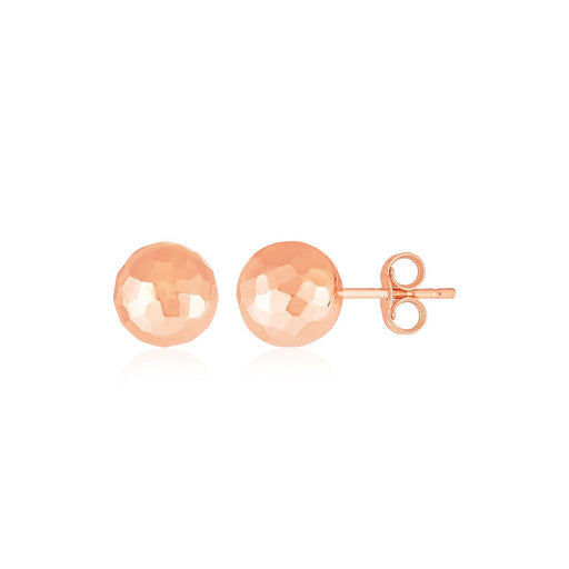 Bids.com 14k Rose Gold Ball Earrings with Faceted Texture Earrings