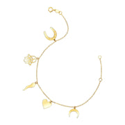 Bids.com 14k Yellow Gold 7 inch Bracelet with Polished Charms Bracelets