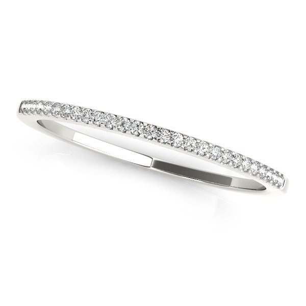 Bids.com 14k White Gold Slim Round Pave Set Wedding Band (1/10 cttw) Rings
