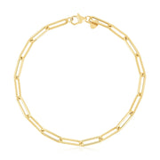 Bids.com 14k Yellow Gold High Polish Alternating Bead Paperclip Bracelet (3.5mm) Bracelets