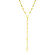 Bids.com 14k Yellow Gold Paperclip Chain Lariat Necklace Necklaces