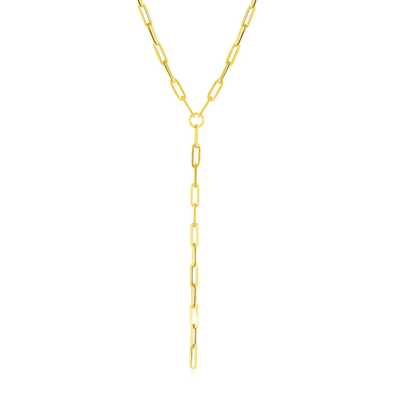 Bids.com 14k Yellow Gold Paperclip Chain Lariat Necklace Necklaces