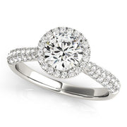 Bids.com 14k White Gold Halo Diamond Engagement Ring with Pave Band (1 1/3 cttw) Rings