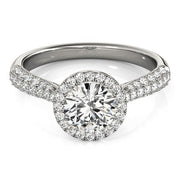 Bids.com 14k White Gold Halo Diamond Engagement Ring with Pave Band (1 1/3 cttw) Rings