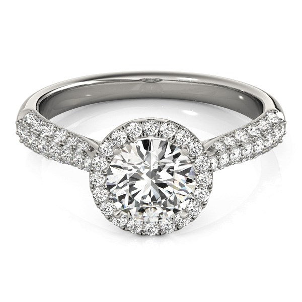 Bids.com 14k White Gold Halo Diamond Engagement Ring with Pave Band (1 1/3 cttw) Rings