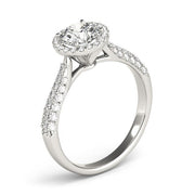Bids.com 14k White Gold Halo Diamond Engagement Ring with Pave Band (1 1/3 cttw) Rings