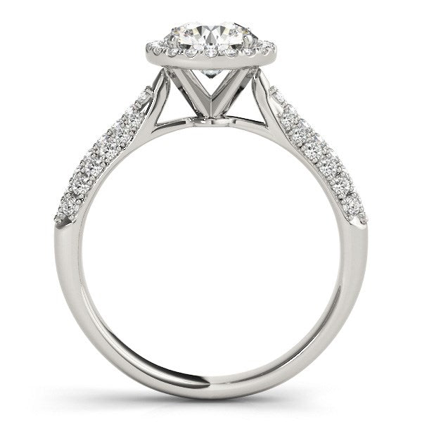 Bids.com 14k White Gold Halo Diamond Engagement Ring with Pave Band (1 1/3 cttw) Rings