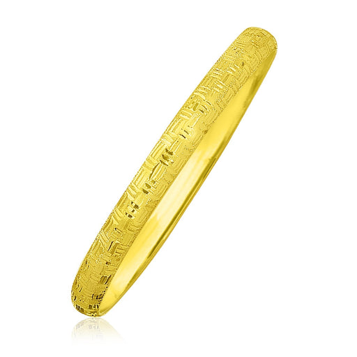 Bids.com 10k Yellow Gold Greek Pattern Textured Bangle Bracelets