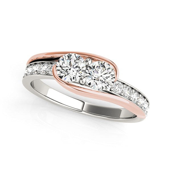 Bids.com Two Stone Diamond Ring in 14k White And Rose Gold (3/4 cttw) Rings