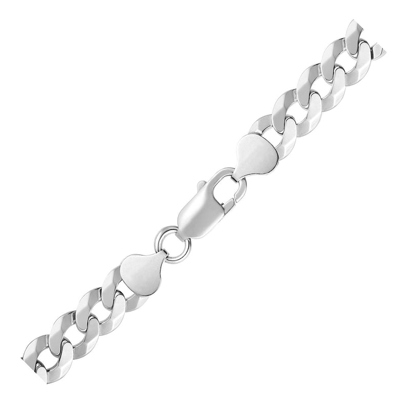 Bids.com Rhodium Plated 8.4mm Sterling Silver Curb Style Bracelet Bracelets