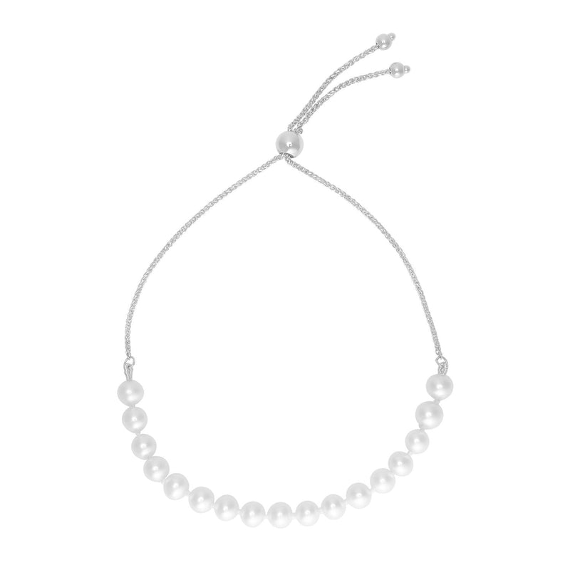 Bids.com 14k White Gold Adjustable Friendship Bracelet with Pearls Bracelets