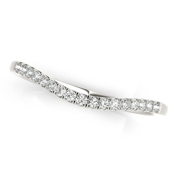 Bids.com 14k White Gold Soft Curved Diamond Wedding Band (1/8 cttw) Rings