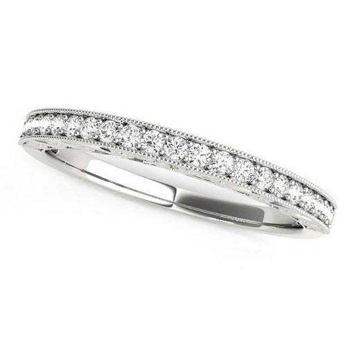 Bids.com 14k White Gold Milgrain Bordered Round Diamond Wedding Band (1/6 cttw) Rings