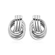 Bids.com Polished Love Knot Earrings with Interlocking Rings in Sterling Silver Earrings