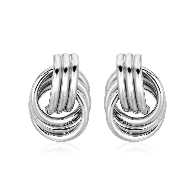 Bids.com Polished Love Knot Earrings with Interlocking Rings in Sterling Silver Earrings