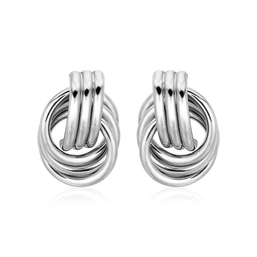 Bids.com Polished Love Knot Earrings with Interlocking Rings in Sterling Silver Earrings