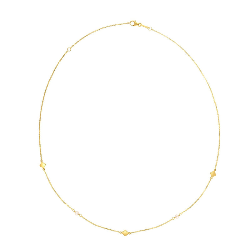 Bids.com 14k Yellow Gold Pearl Clover Necklace Necklaces