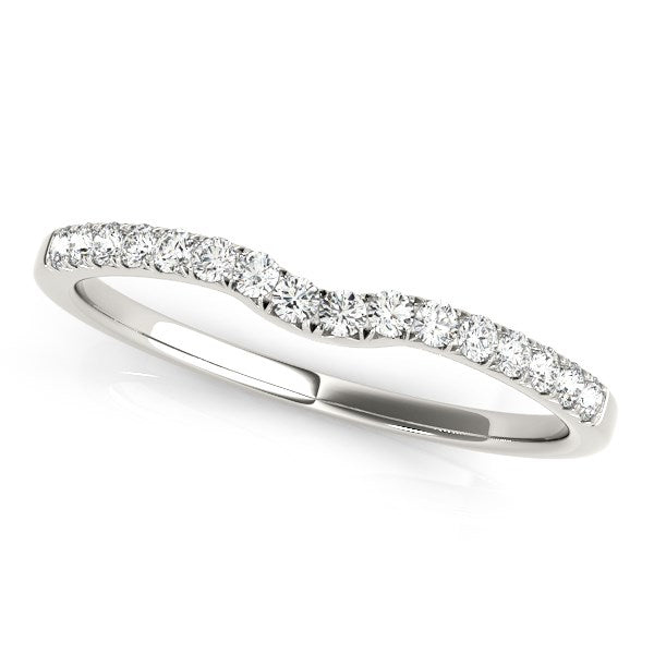 Bids.com 14k White Gold Curved Pave Setting Diamond Wedding Ring (1/8 cttw) Rings