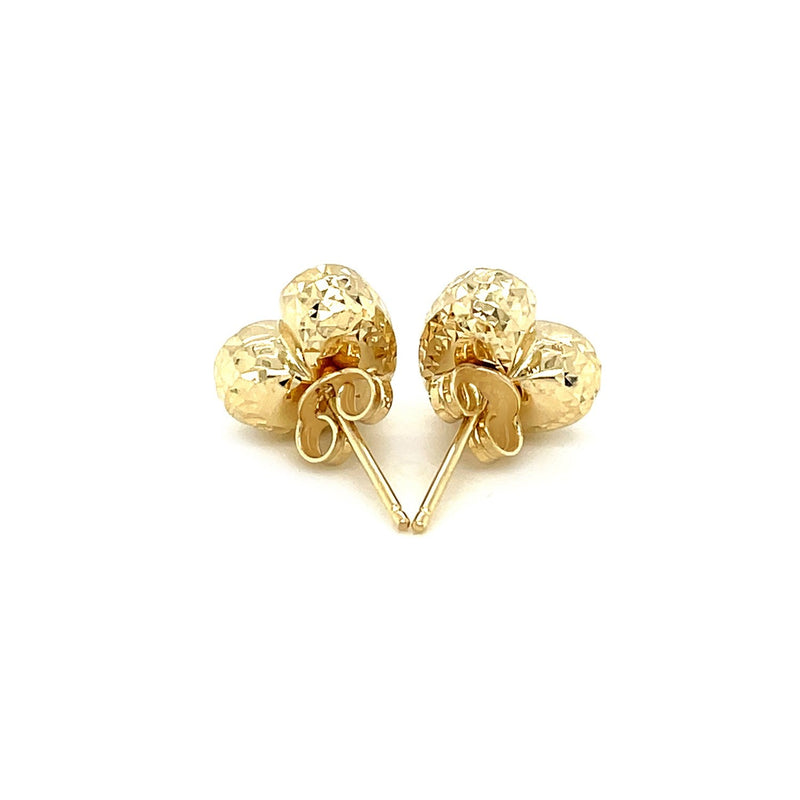 Bids.com 14k Yellow Gold Puffed Heart Earrings with Diamond Cuts Earrings