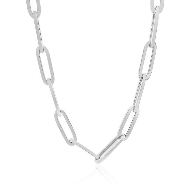 Bids.com 14K White Gold Wide Paperclip Chain (6.1mm) Necklaces